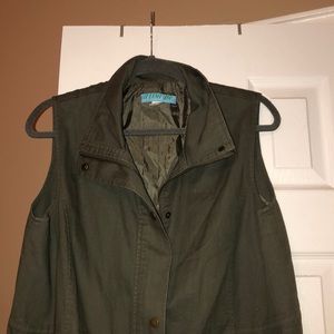 Army green zip-up vest